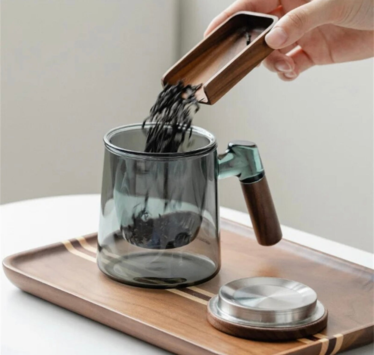 400ml Walnut Wood Tea Filter